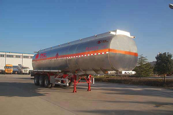 骏通牌12.4米33吨3轴铝合金易燃液体罐式运输半挂车(JF9406GRY)