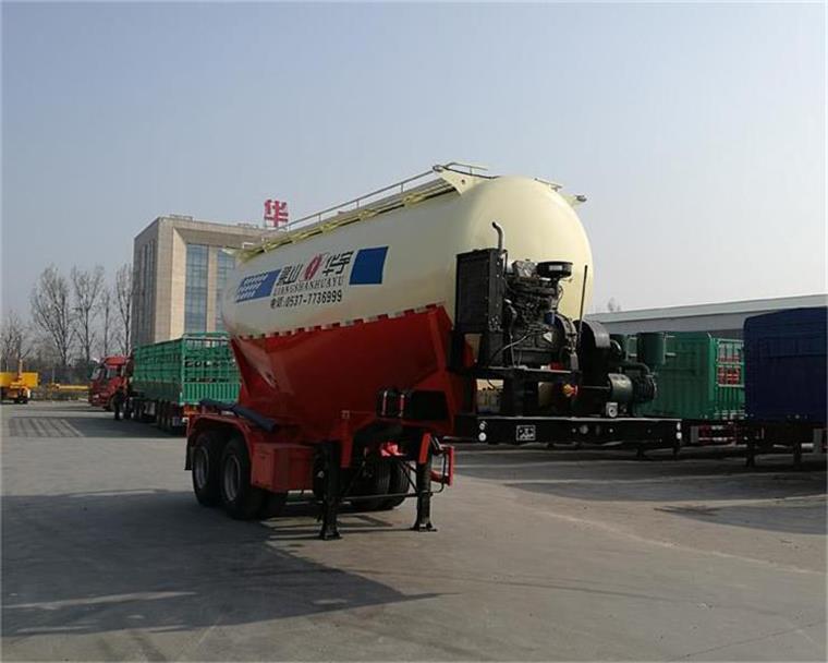 华宇达牌7.7米28.8吨2轴干拌砂浆运输半挂车(LHY9350GSJ26)