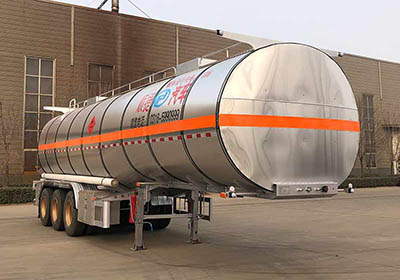 川腾牌10.9米33.5吨3轴铝合金易燃液体罐式运输半挂车(HBS9404GRYL)