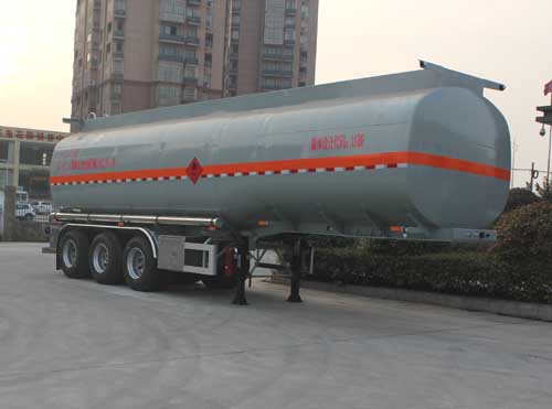 皖汽汽车牌10.5米32吨3轴易燃液体罐式运输半挂车(CTD9402GRY)