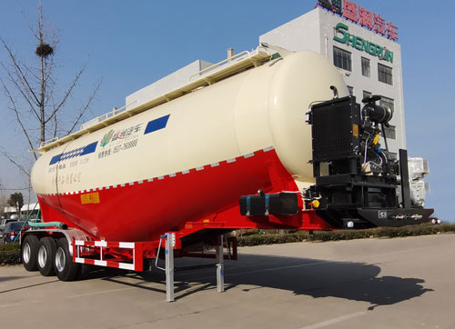 盛润牌11.1米32.1吨3轴低密度粉粒物料运输半挂车(SKW9403GFLB)