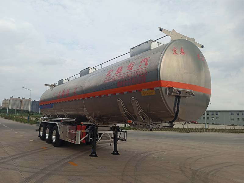 正康广川牌11.8米33.9吨3轴铝合金易燃液体罐式运输半挂车(SXM9400GRY)