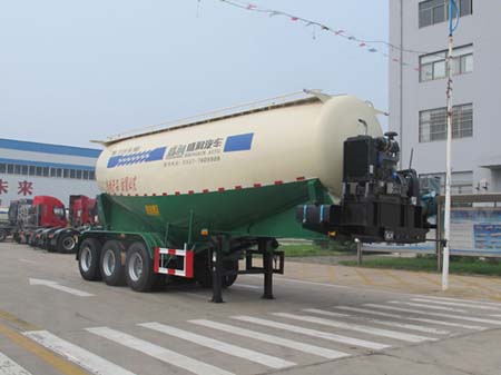 盛润牌9米32.1吨3轴中密度粉粒物料运输半挂车(SKW9402GFLZ)