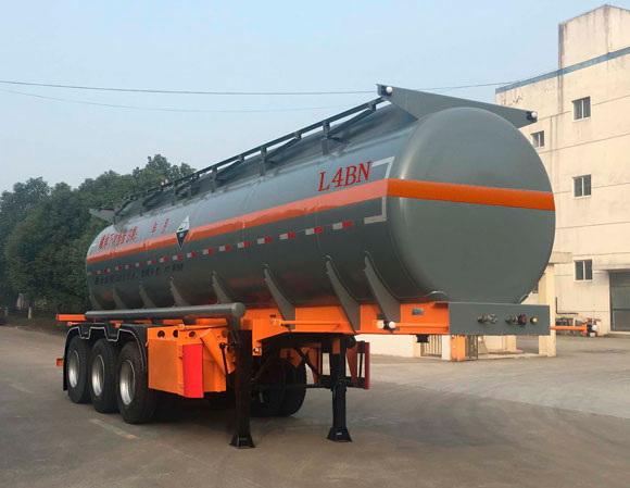 锡宇牌10米31.9吨3轴腐蚀性物品罐式运输半挂车(WXQ9407GFW)