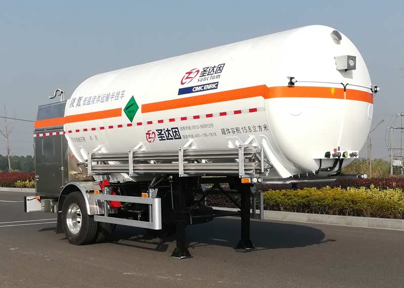 圣达因牌7.8米10.9吨1轴低温液体运输半挂车(SDY9180GDYN)