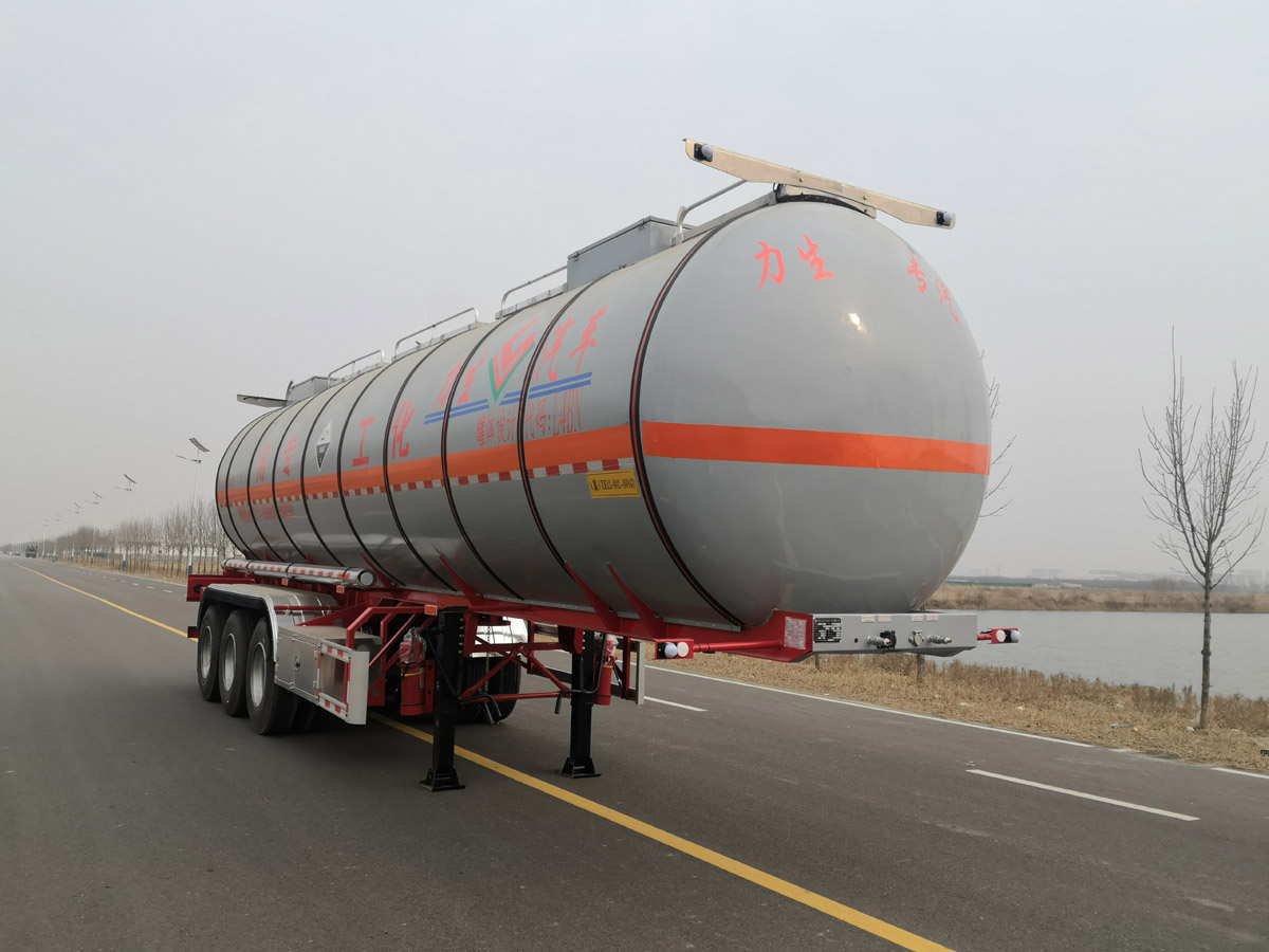 力生牌11.2米32.5吨3轴腐蚀性物品罐式运输半挂车(HLS9408GFW)