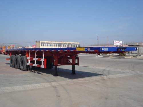 中集牌12.4米34.2吨3轴平板半挂车(ZJV9400JPDY)
