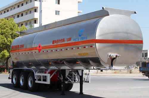 开乐牌10.6米34吨3轴铝合金易燃液体罐式运输半挂车(AKL9409GRYC)