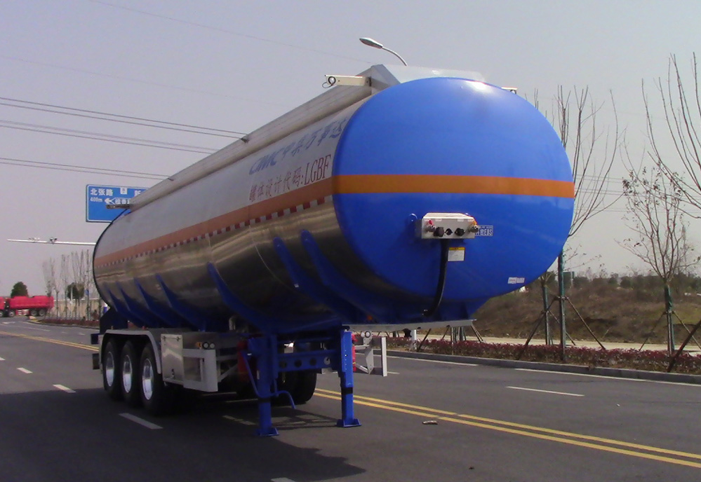 万事达牌11.3米34.4吨3轴铝合金易燃液体罐式运输半挂车(SDW9401GRYD44TA)
