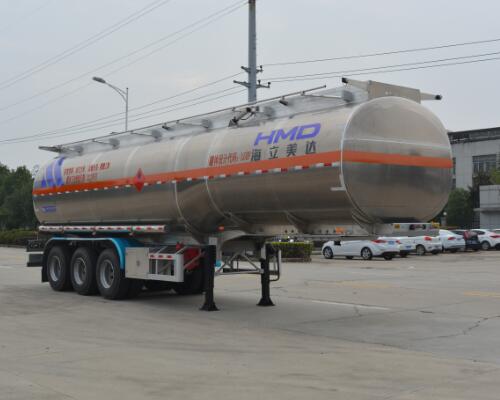 欧曼牌11.1米34吨3轴铝合金易燃液体罐式运输半挂车(HFV9404GRYA)