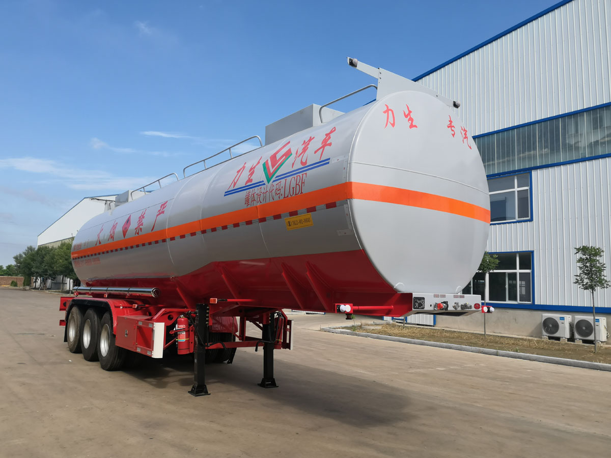 力生牌11.1米32.4吨3轴易燃液体罐式运输半挂车(HLS9409GRY)