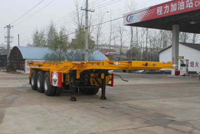 程力威牌9.8米34.5吨3轴危险品罐箱骨架运输半挂车(CLW9401TWY)
