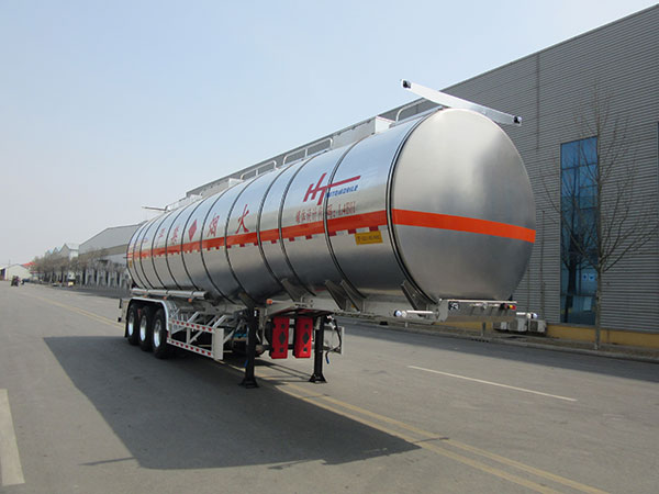 冀宁宏泰牌12.4米33.5吨3轴铝合金易燃液体罐式运输半挂车(NHT9401GRY)
