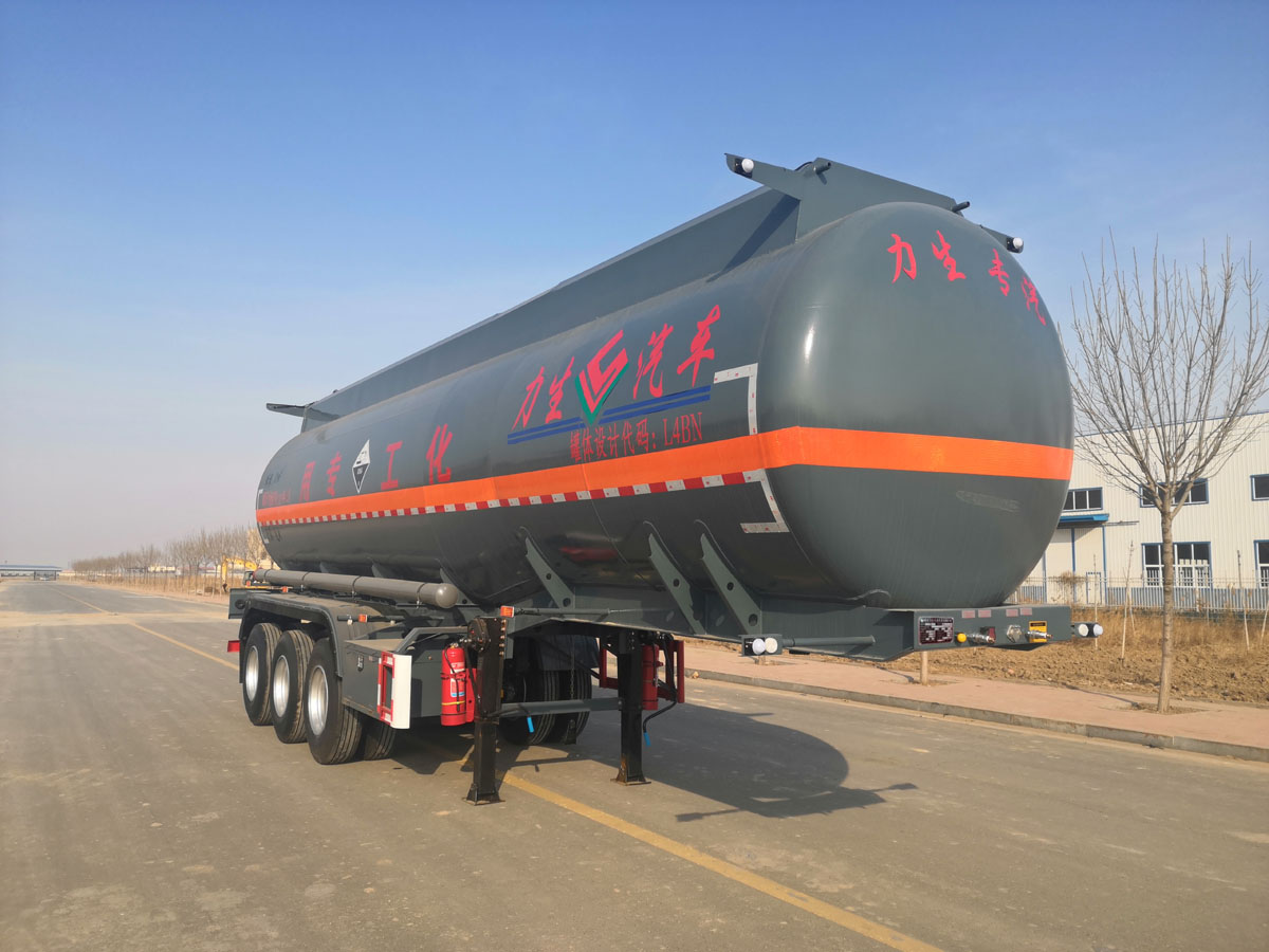 力生牌10.4米32.8吨3轴腐蚀性物品罐式运输半挂车(HLS9404GFW)