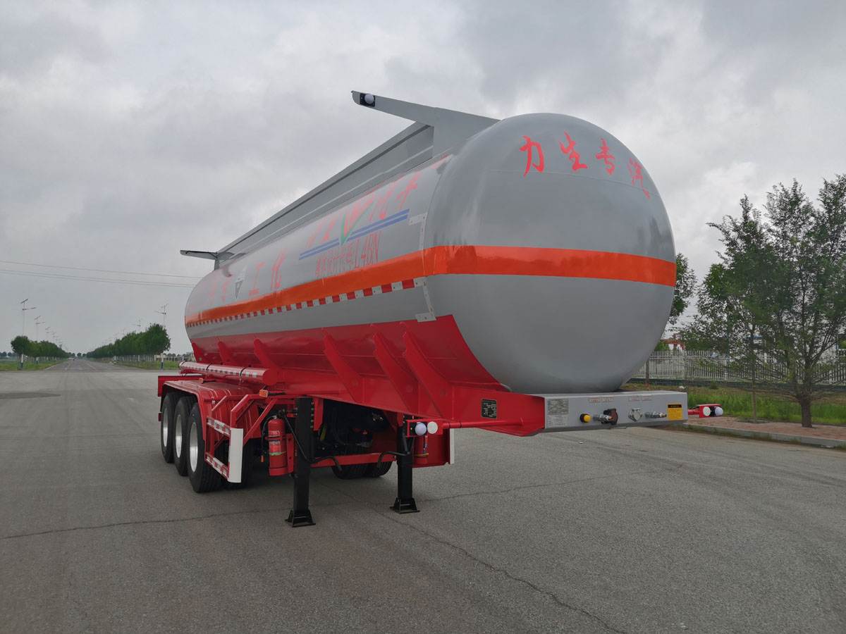 力生牌10米32.8吨3轴腐蚀性物品罐式运输半挂车(HLS9405GFW)