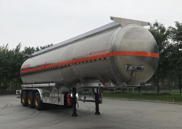 金碧牌11.9米33.5吨3轴铝合金易燃液体罐式运输半挂车(PJQ9406GRYL)