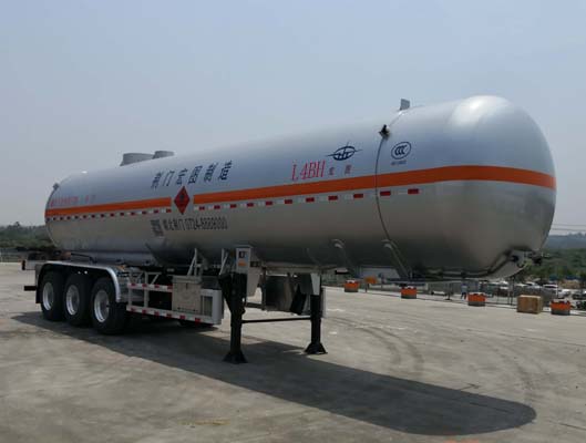 宏图牌12.3米30.3吨3轴易燃液体罐式运输半挂车(HT9405GRY)