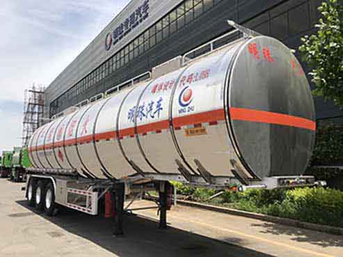 河海明珠牌11.5米33.8吨3轴铝合金易燃液体罐式运输半挂车(MZC9407GRY)
