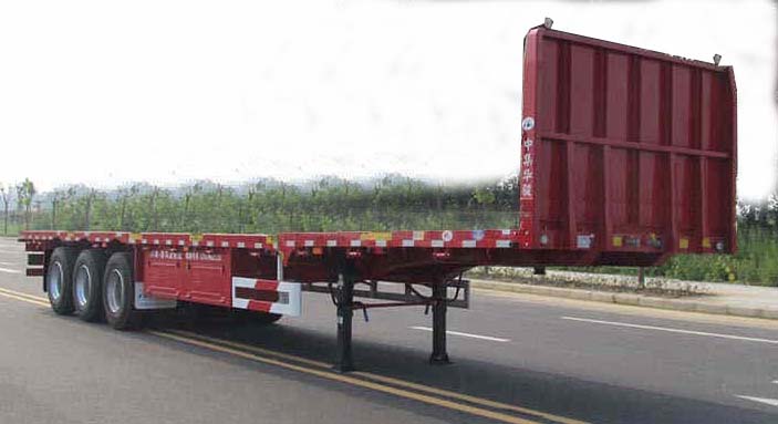 华骏牌13米35.4吨3轴平板运输半挂车(ZCZ9401TPBL)