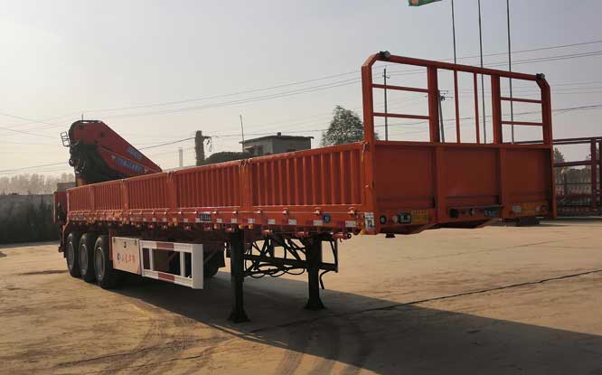 华郓达牌13米27.2吨3轴随车起重运输半挂车(FL9400JSQ)