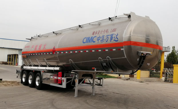 万事达牌12.6米33.8吨3轴铝合金易燃液体罐式运输半挂车(SDW9408GRYB)