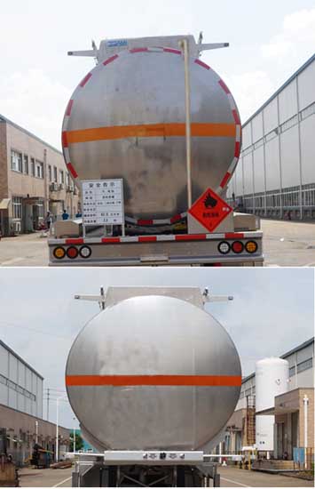 运力牌LG9402GRY铝合金易燃液体罐式运输半挂车公告图片