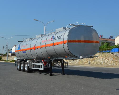 欧曼牌12.5米32.9吨3轴铝合金易燃液体罐式运输半挂车(HFV9408GRYD)