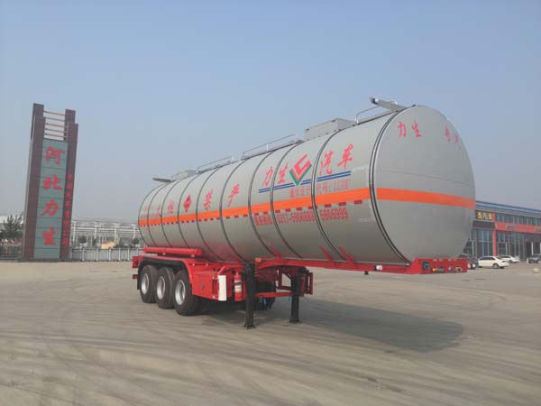 力生牌10.4米32吨3轴易燃液体罐式运输半挂车(HLS9405GRY)