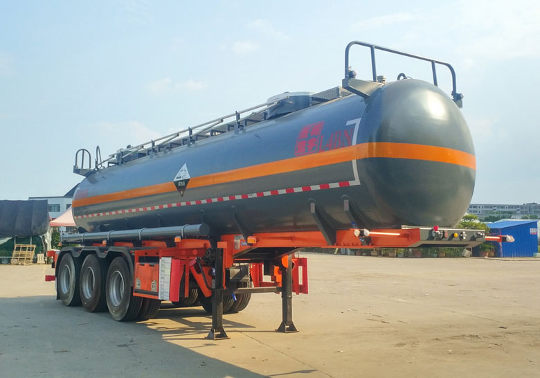 东驹牌10米32.7吨3轴腐蚀性物品罐式运输半挂车(LDW9406GFW)