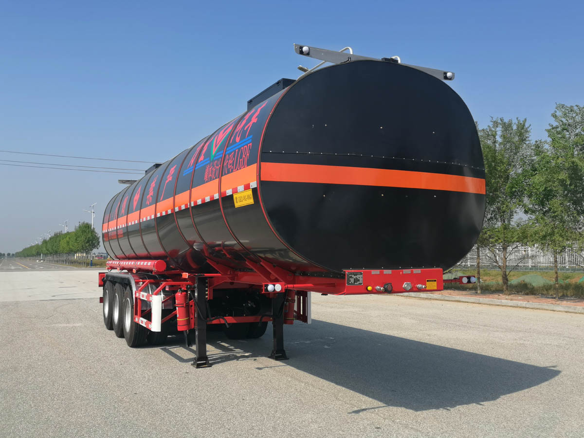 力生牌10.6米31吨3轴易燃液体罐式运输半挂车(HLS9408GRY)