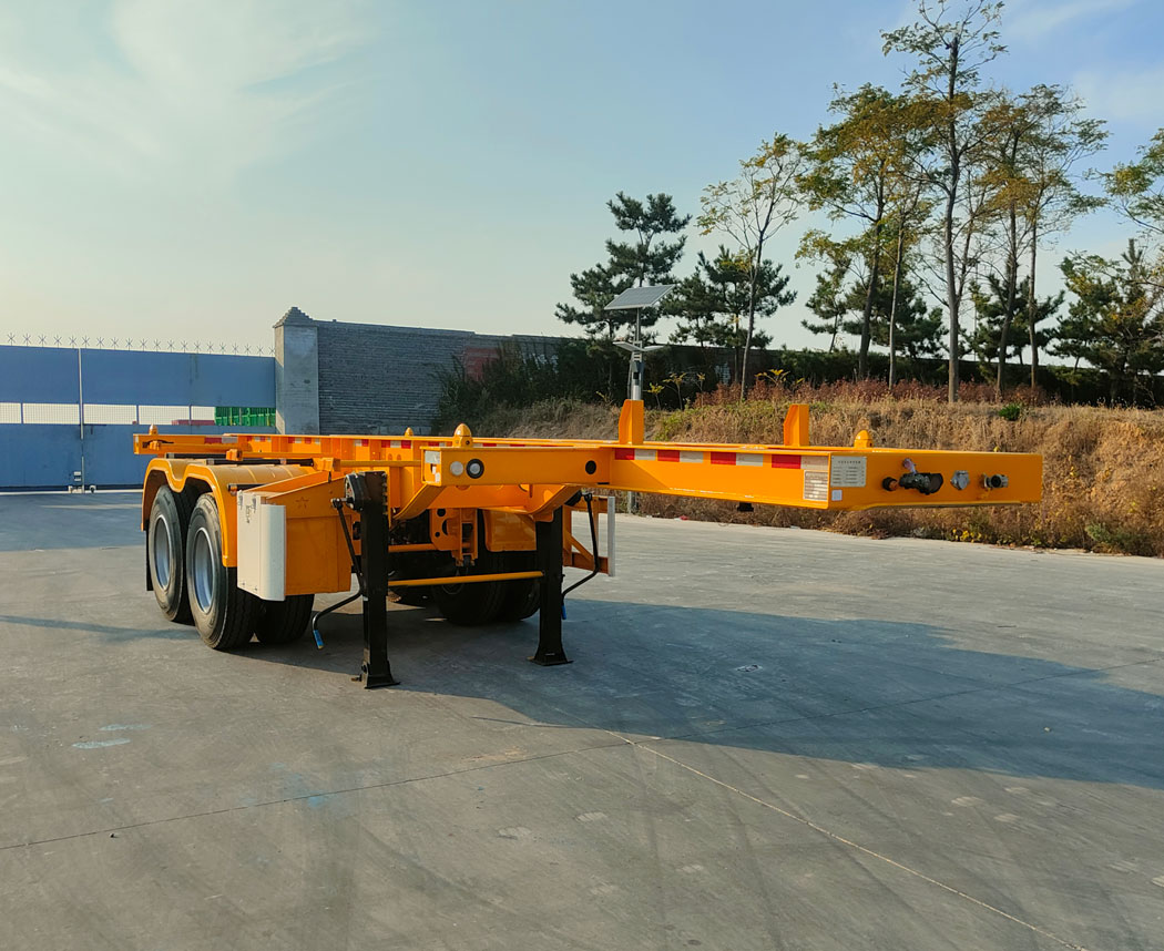万本祥牌7.5米31.7吨2轴集装箱运输半挂车(WBX9350TJZ)