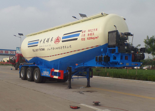 鲁旭达牌10.8米29.9吨3轴低密度粉粒物料运输半挂车(LZC9404GFL)
