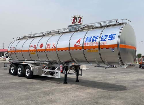 昌骅牌12.5米33.5吨3轴铝合金易燃液体罐式运输半挂车(HCH9407GRYDL)