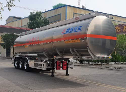 昌骅牌12.4米34吨3轴铝合金易燃液体罐式运输半挂车(HCH9407GRY49)