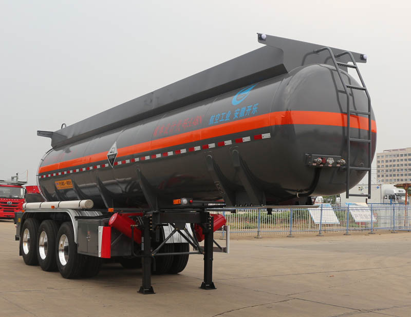 开乐牌10米33吨3轴腐蚀性物品罐式运输半挂车(AKL9402GFW)