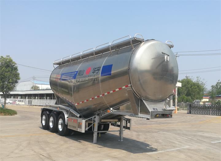 华宇达牌9.5米34.8吨3轴铝合金中密度粉粒物料运输半挂车(LHY9401GFLL38)