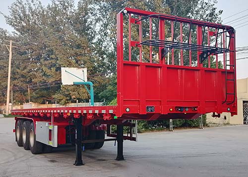 聚运达牌11米34.9吨3轴平板运输半挂车(LZY9401TPB)