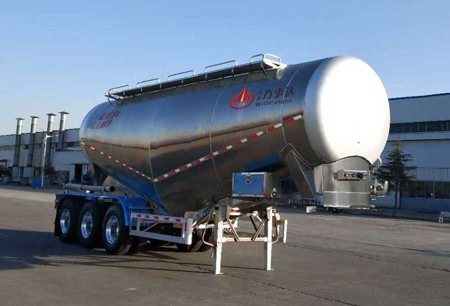 万事达牌10米34.5吨3轴铝合金中密度粉粒物料运输半挂车(SDW9401GFLA)