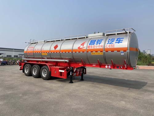 昌骅牌10.6米31.8吨3轴易燃液体罐式运输半挂车(HCH9400GRYLW)