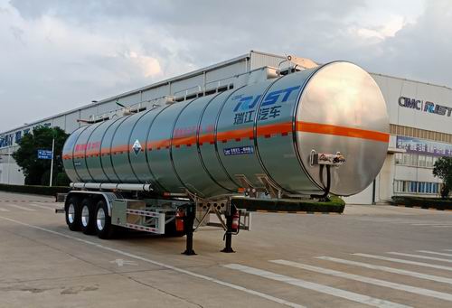 瑞江牌12.4米33.8吨3轴腐蚀性物品罐式运输半挂车(WL9401GFWB04)