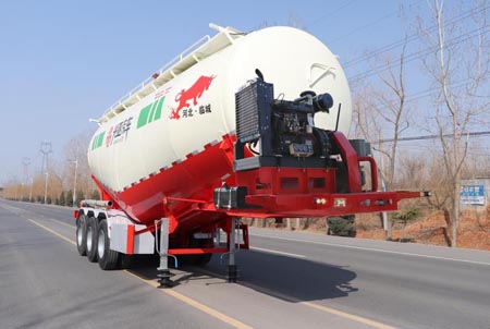 光亚通达牌9.8米33.2吨3轴中密度粉粒物料运输半挂车(JGY9408GFL)