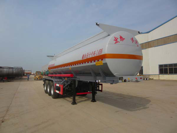 正康宏泰牌10米33.2吨3轴腐蚀性物品罐式运输半挂车(HHT9409GFW)