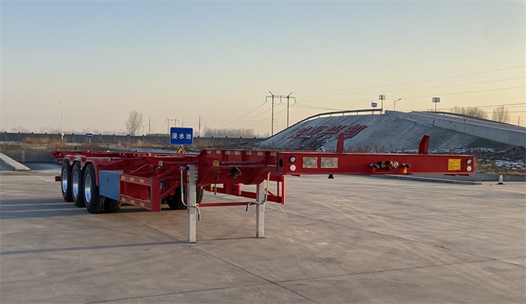 中企航天牌13米35.3吨3轴危险品罐箱骨架运输半挂车(HTM9400TWYE)