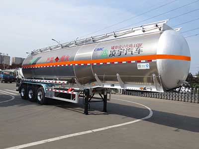 凌宇牌12.8米33.9吨3轴铝合金易燃液体罐式运输半挂车(CLY9401GRYQ1)