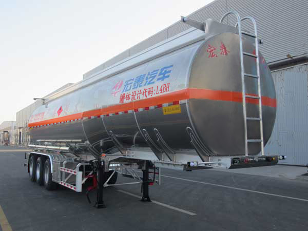 正康宏泰牌12.3米34.2吨3轴铝合金易燃液体罐式运输半挂车(HHT9402GRYE)