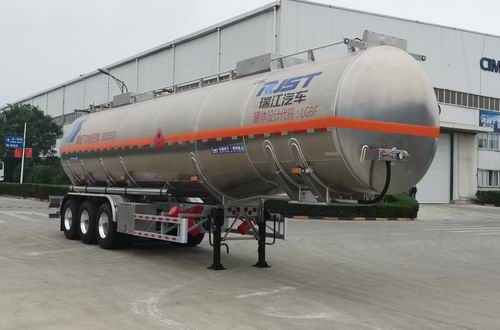 瑞江牌12.8米34吨3轴铝合金易燃液体罐式运输半挂车(WL9406GRY10)