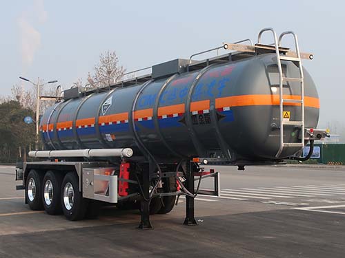 凌宇牌10.2米34.6吨3轴腐蚀性物品罐式运输半挂车(CLY9400GFW19)
