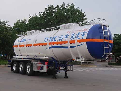 凌宇牌11.3米33.5吨3轴腐蚀性物品罐式运输半挂车(CLY9402GFW38)