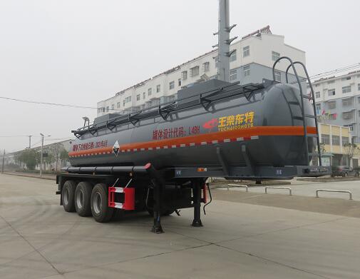 特运牌9.7米33.7吨3轴腐蚀性物品罐式运输半挂车(DTA9408GFWC)