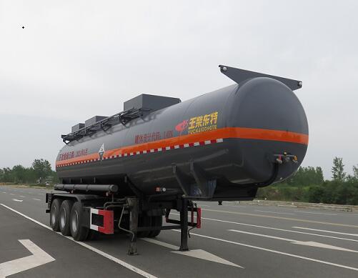 特运牌11.3米32吨3轴腐蚀性物品罐式运输半挂车(DTA9404GFWB)